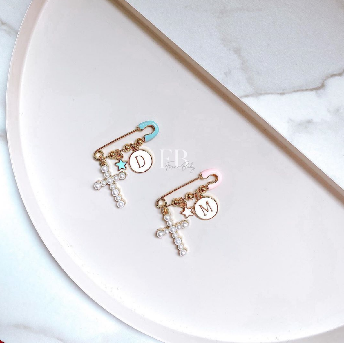 Pearl Cross Star Pin - 3 Charm