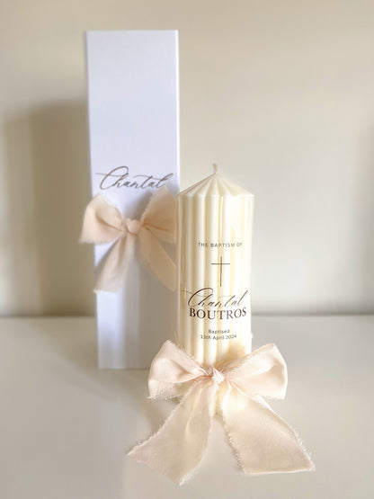 Ribbed Christening Baptism Candle