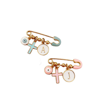 Cross and Evil Eye Baby Pin