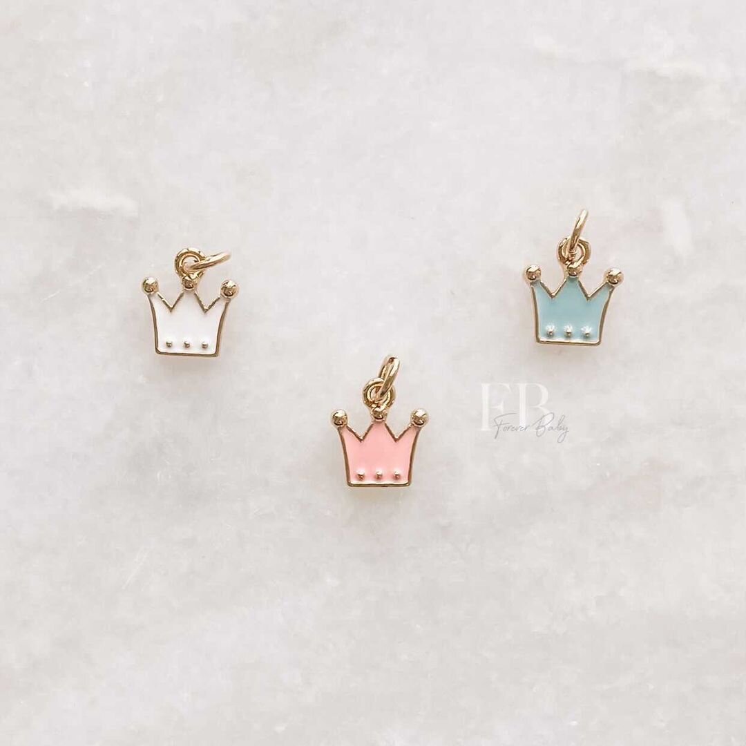 Gold Enamel Crown Charm