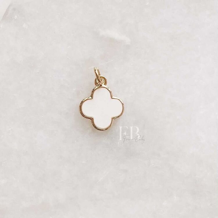 White / Gold Enamel Clover Charm