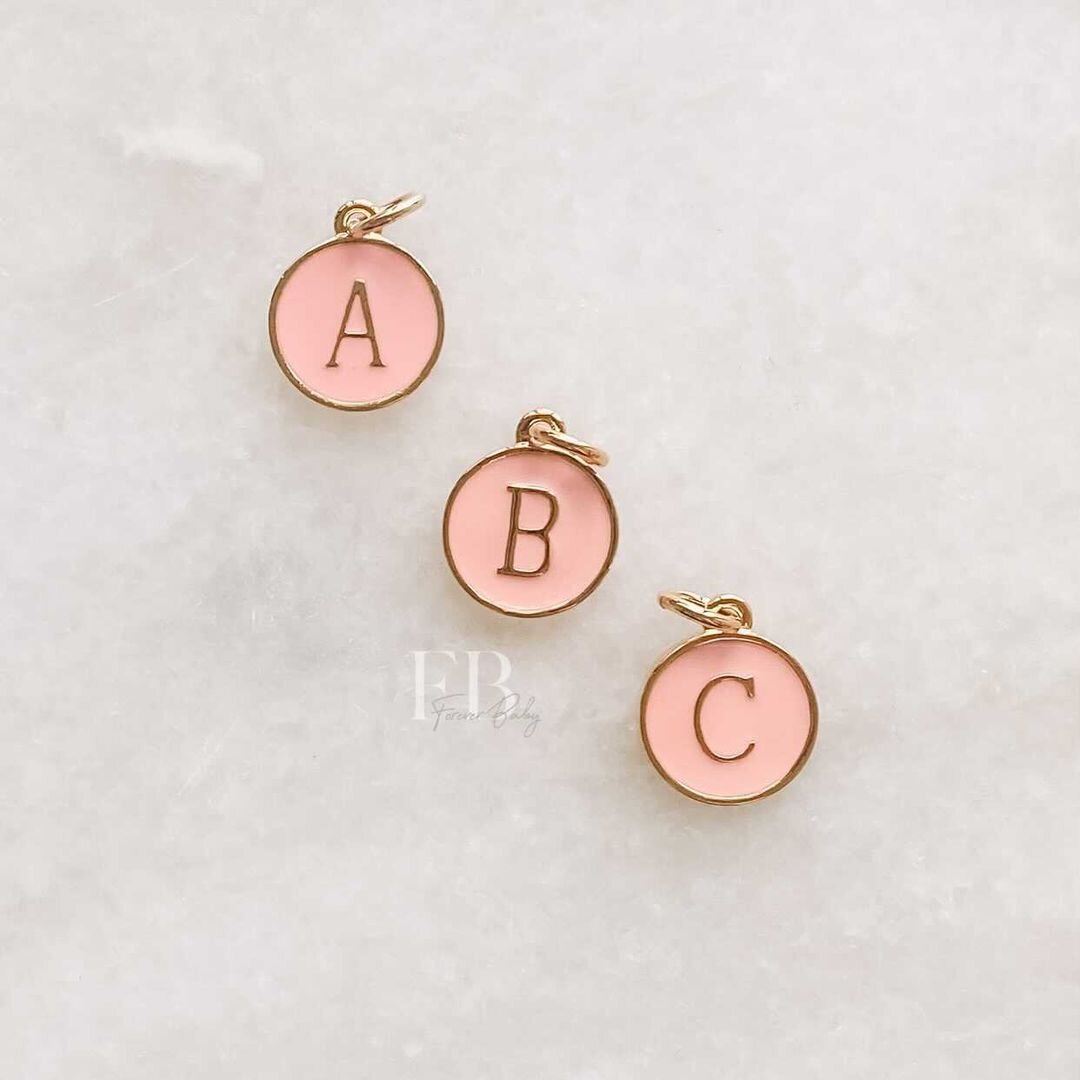 Enamel Pink / Gold Letter