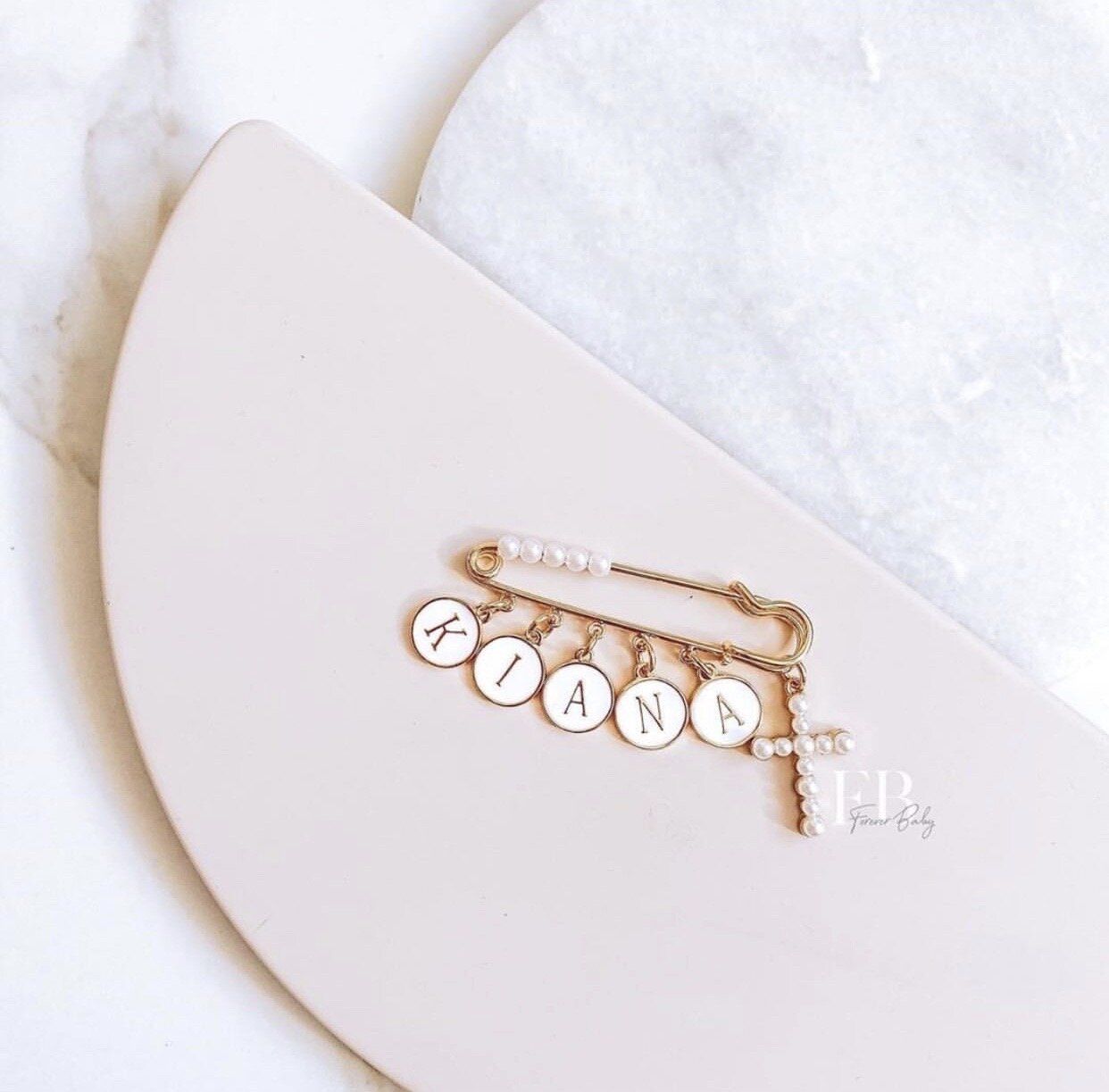 Personalised Name Pin - White Colour – ForeverBabyCo