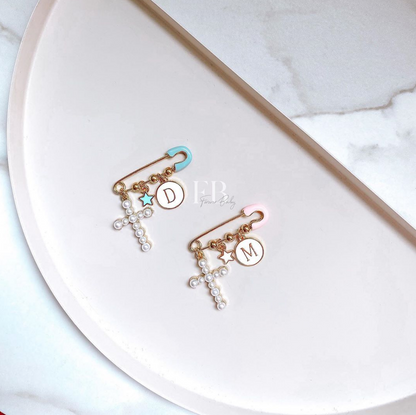 Pearl Cross Star Pin - 3 Charm