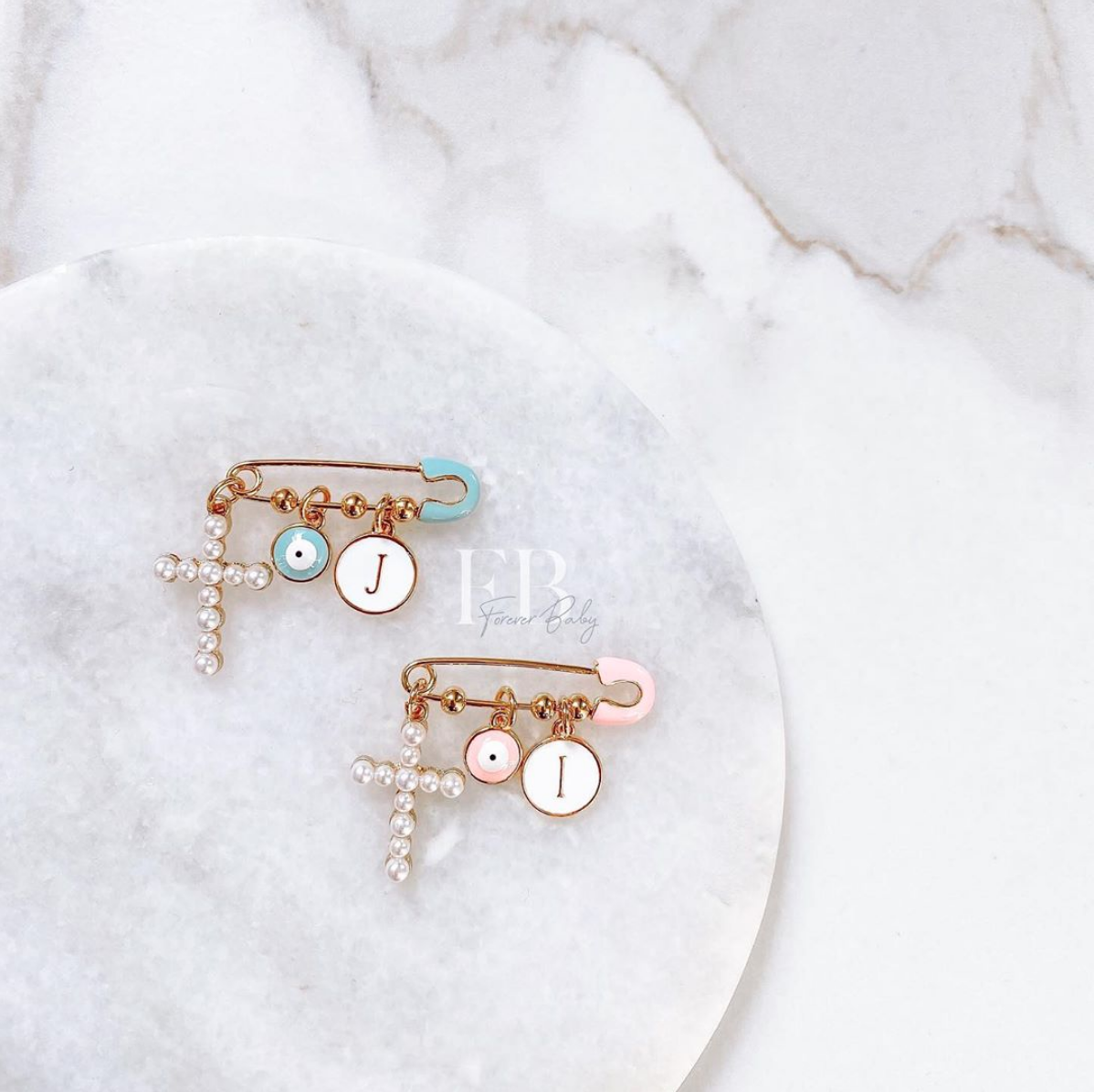 Pearl Cross Eye Pin 3 Charm Foreverbabyco