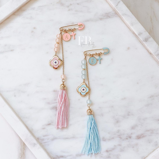 Beaded Clover Tassel Pin