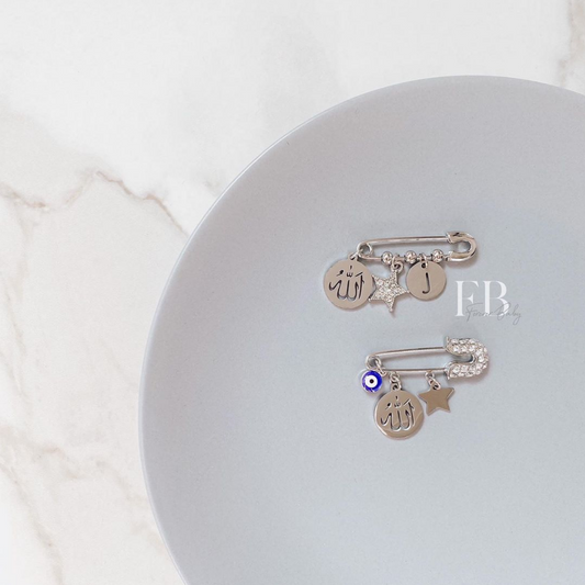 Allah Silver Pin - 3 Charm 